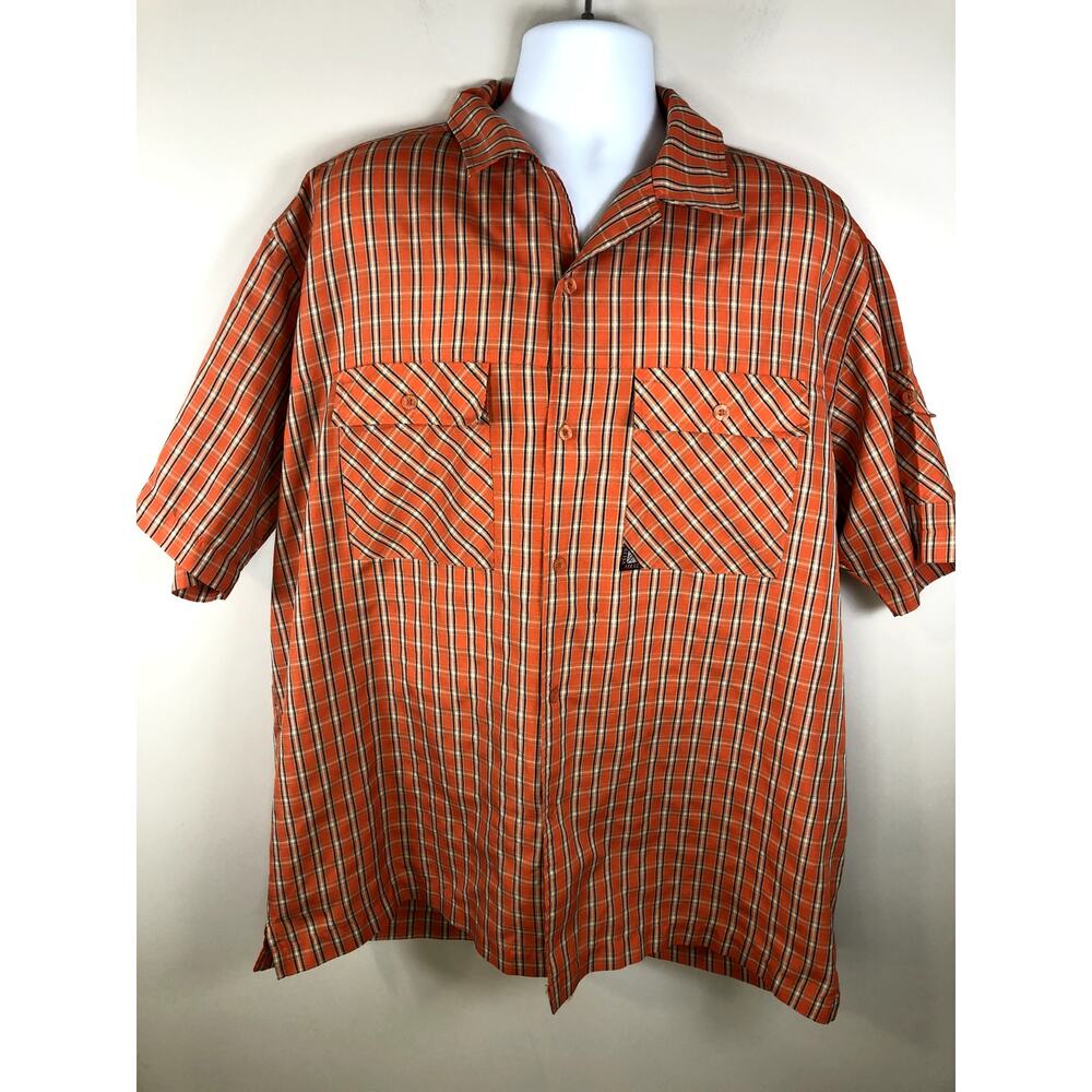 Veezo Men's Button Down Shirt Size XL Short Sleeve Orange Polyester
